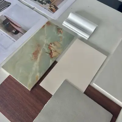 Échantillons de matériaux et planche d’inspiration